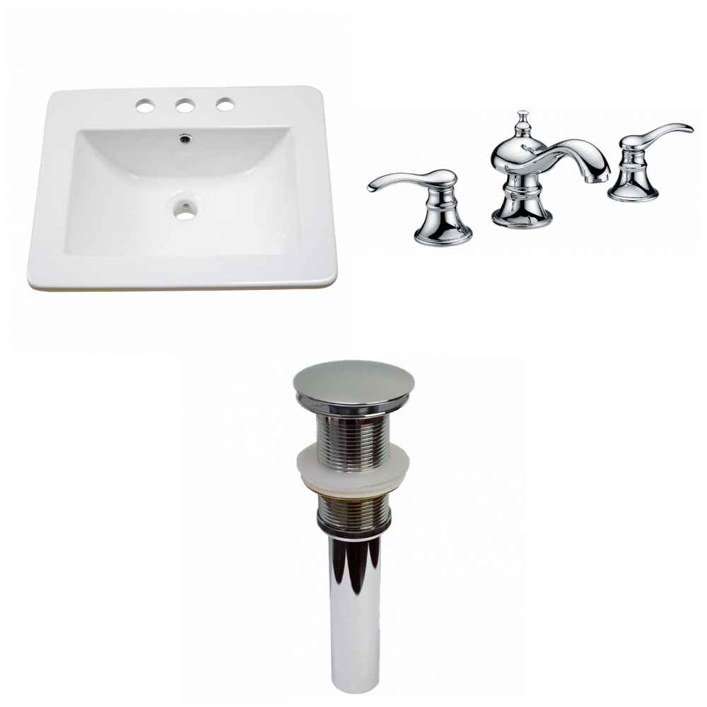 21-in. W 3H8-in. Ceramic Top Set In White Color - Drain Incl.