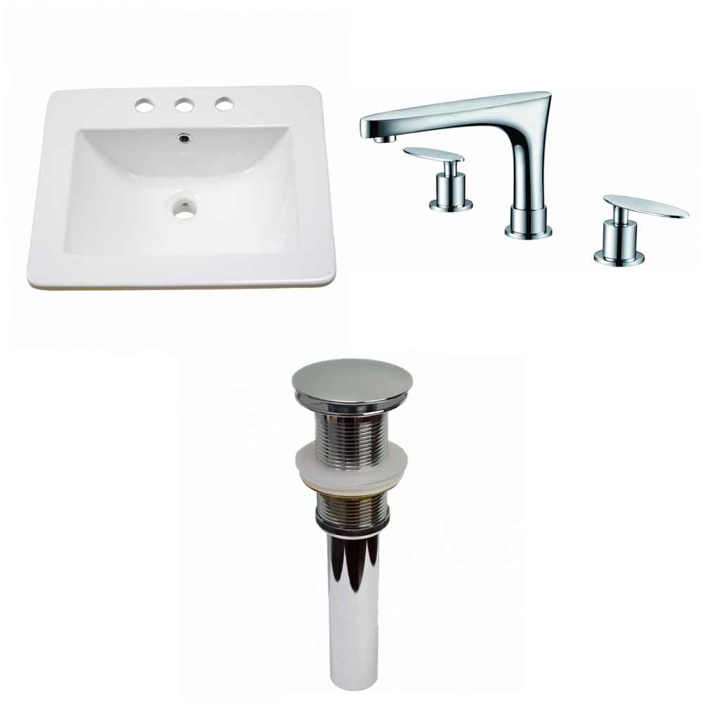 21-in. W 3H8-in. Ceramic Top Set In White Color - Drain Incl.