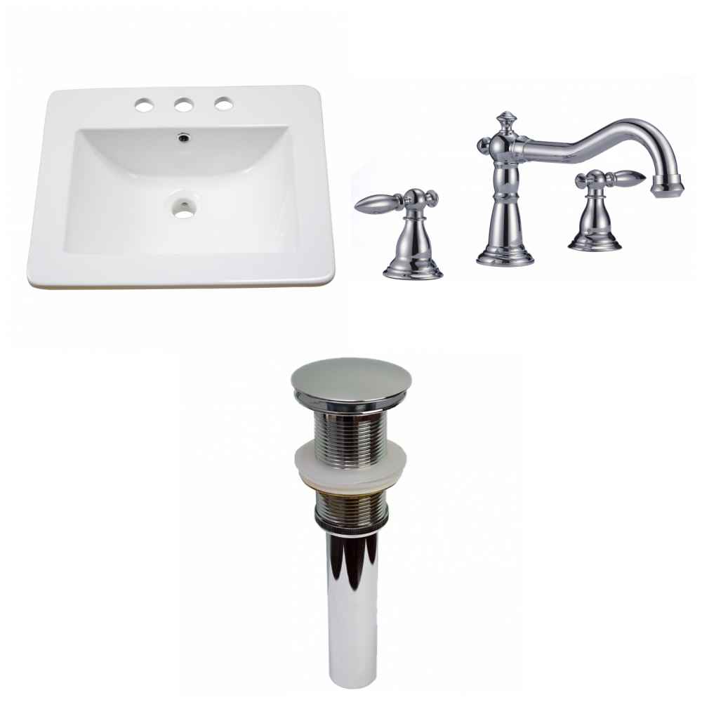 21-in. W 3H8-in. Ceramic Top Set In White Color - Drain Incl.