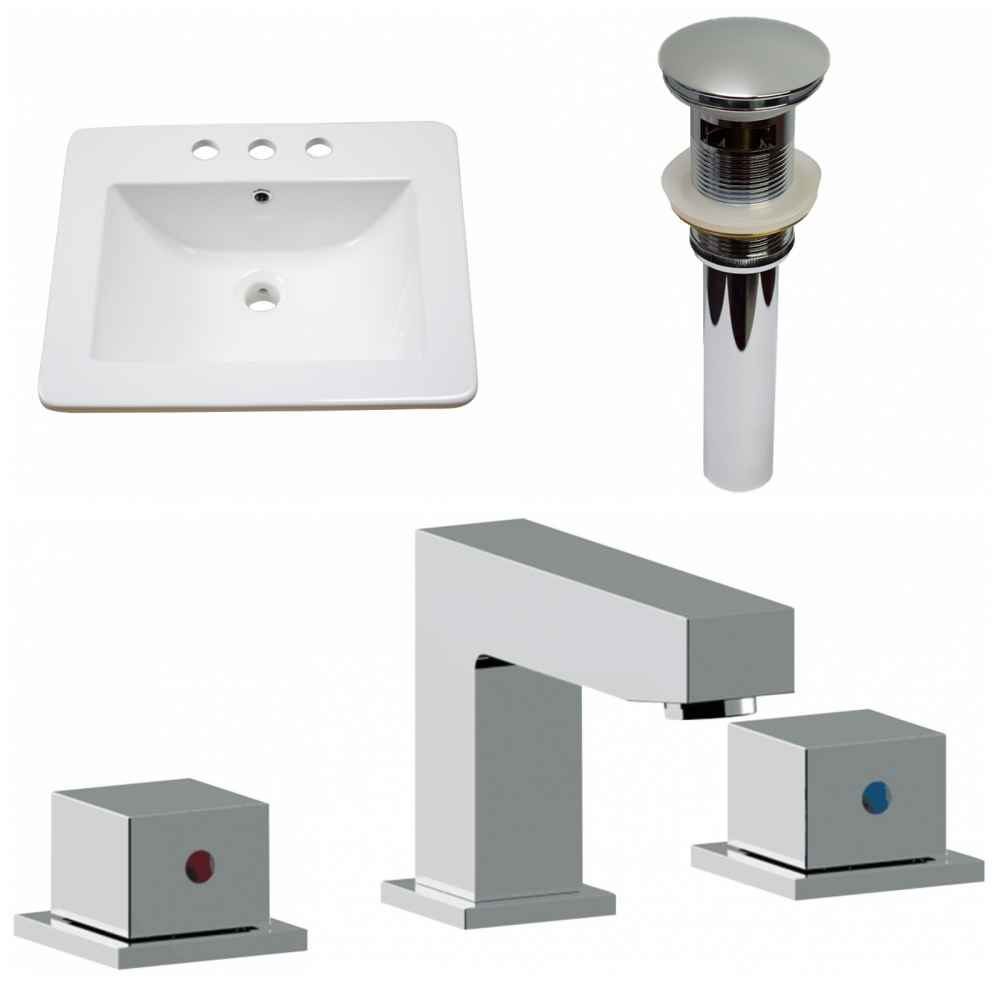 21-in. W 3H8-in. Ceramic Top Set In White Color - Overflow Drain Incl.