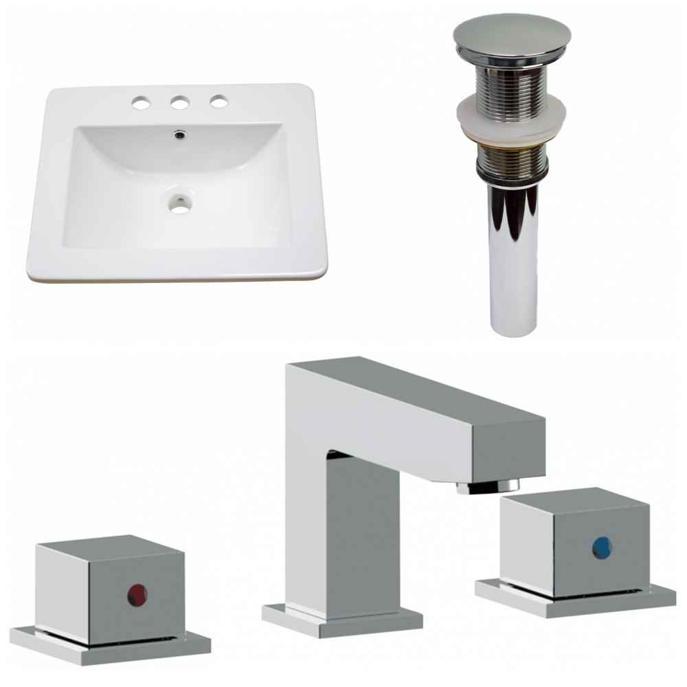 21-in. W 3H8-in. Ceramic Top Set In White Color - Drain Incl.