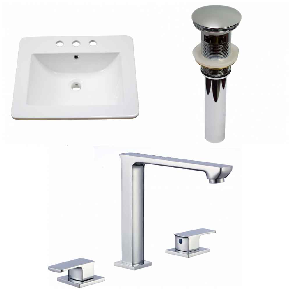 21-in. W 3H8-in. Ceramic Top Set In White Color - Overflow Drain Incl.
