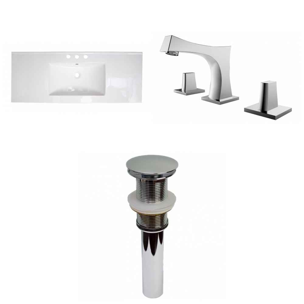 39.75-in. W 3H8-in. Ceramic Top Set In White Color - Drain Incl.