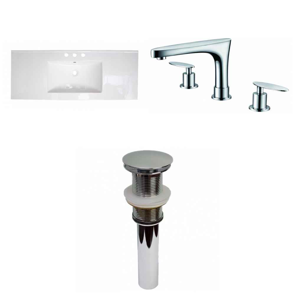 39.75-in. W 3H8-in. Ceramic Top Set In White Color - Drain Incl.