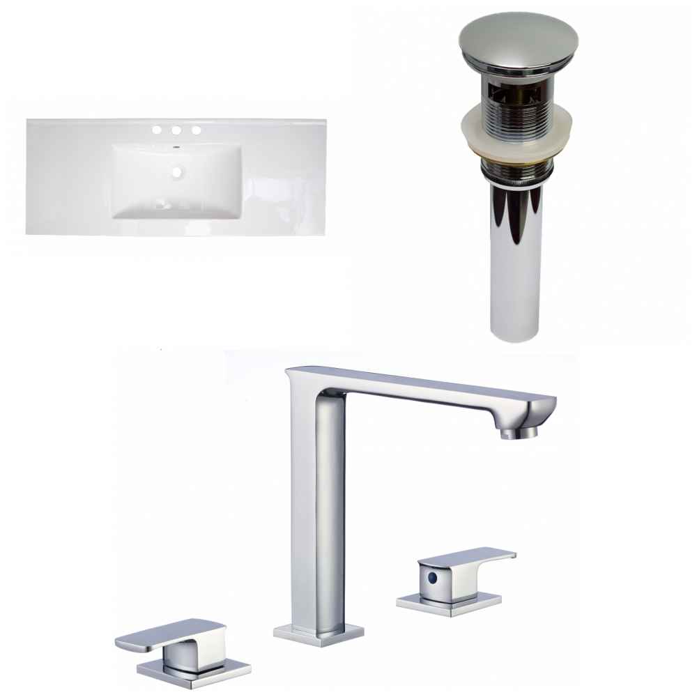 39.75-in. W 3H8-in. Ceramic Top Set In White Color - Overflow Drain Incl.