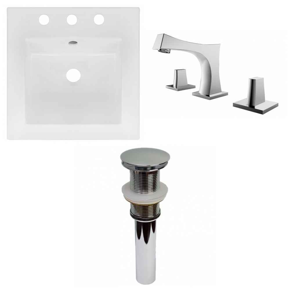 16.5-in. W 3H8-in. Ceramic Top Set In White Color - Drain Incl.