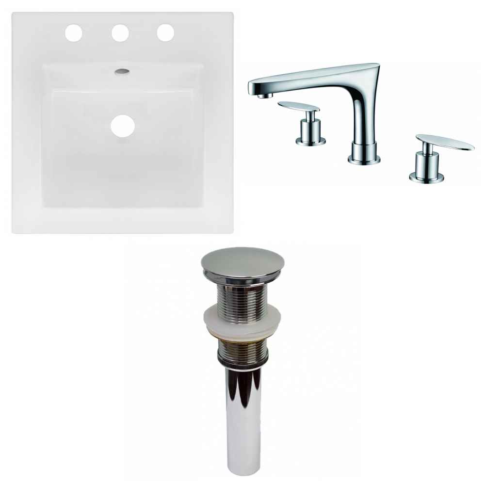 16.5-in. W 3H8-in. Ceramic Top Set In White Color - Drain Incl.