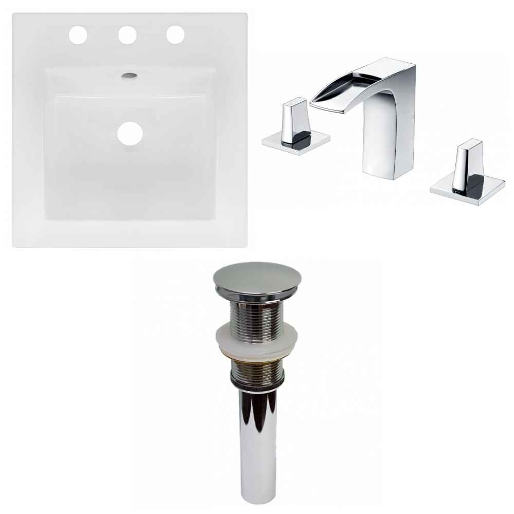 16.5-in. W 3H8-in. Ceramic Top Set In White Color - Drain Incl.