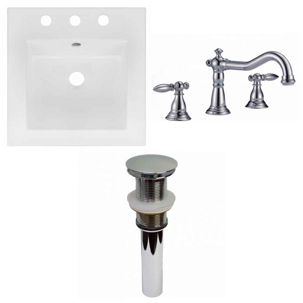 16.5-in. W 3H8-in. Ceramic Top Set In White Color - Drain Incl.