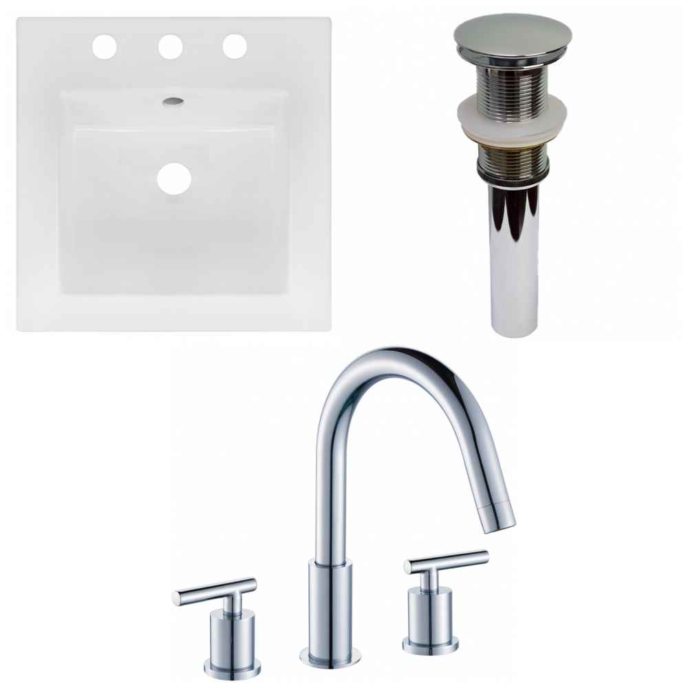 16.5-in. W 3H8-in. Ceramic Top Set In White Color - Drain Incl.