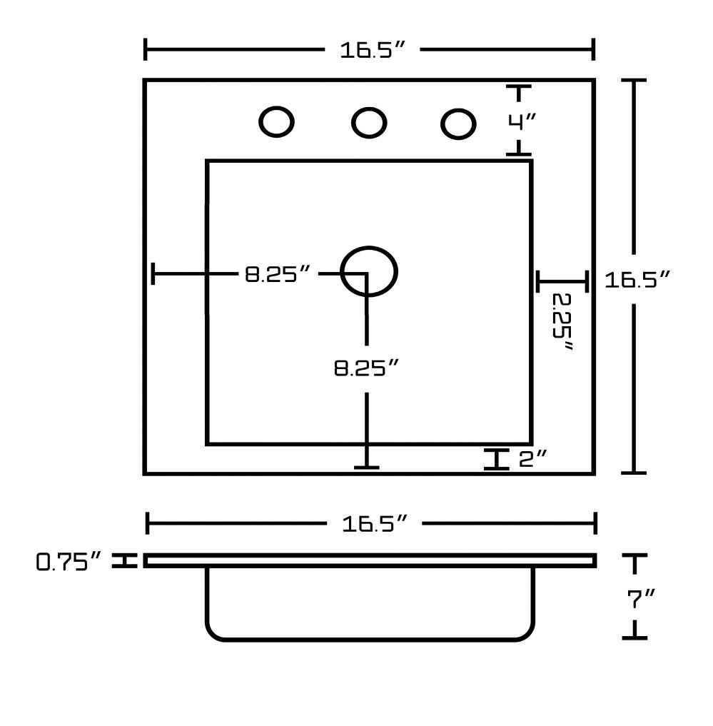 16.5-in. W 3H8-in. Ceramic Top Set In White Color - Overflow Drain Incl.