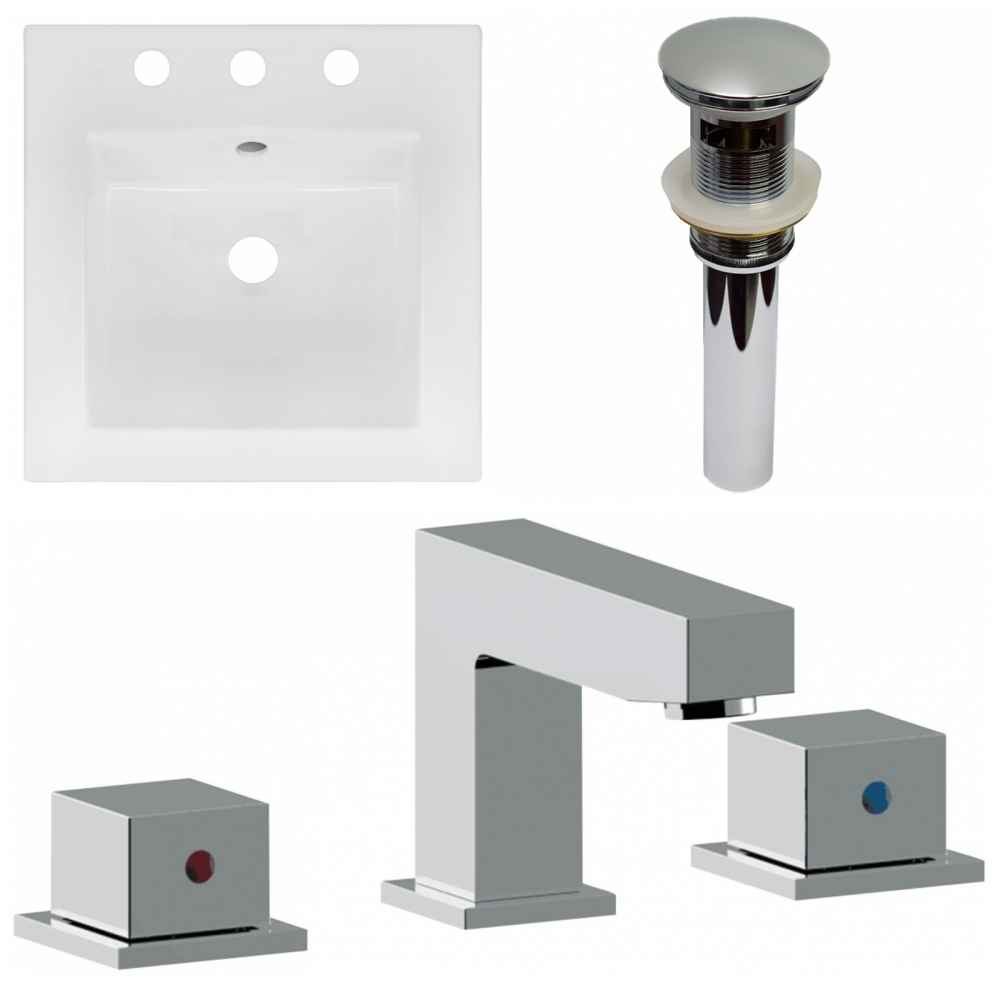 16.5-in. W 3H8-in. Ceramic Top Set In White Color - Overflow Drain Incl.