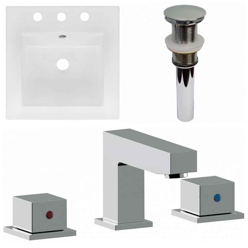 16.5-in. W 3H8-in. Ceramic Top Set In White Color - Drain Incl.