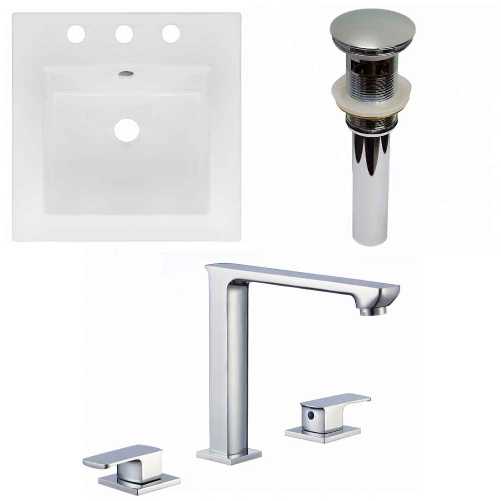 16.5-in. W 3H8-in. Ceramic Top Set In White Color - Overflow Drain Incl.