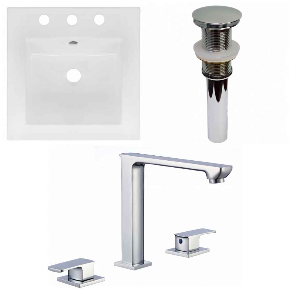 16.5-in. W 3H8-in. Ceramic Top Set In White Color - Drain Incl.