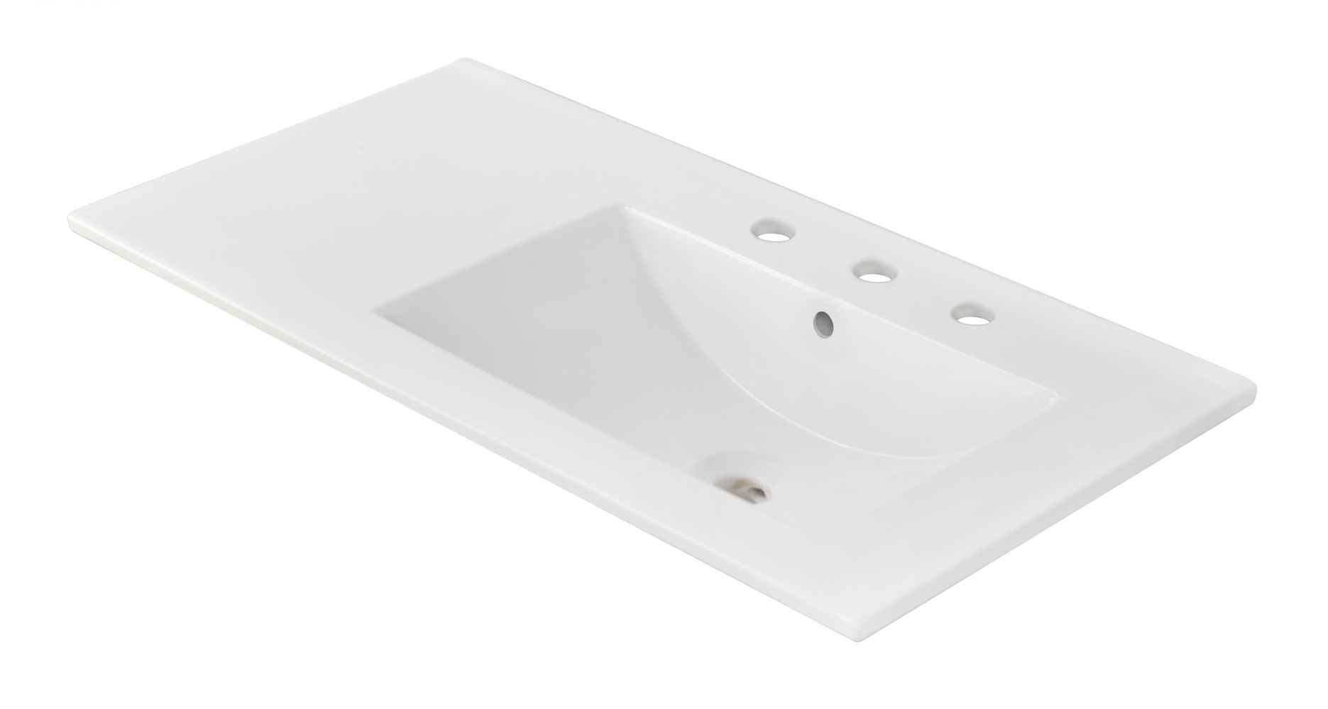 35.5-in. W 3H8-in. Ceramic Top Set In White Color - Drain Incl.