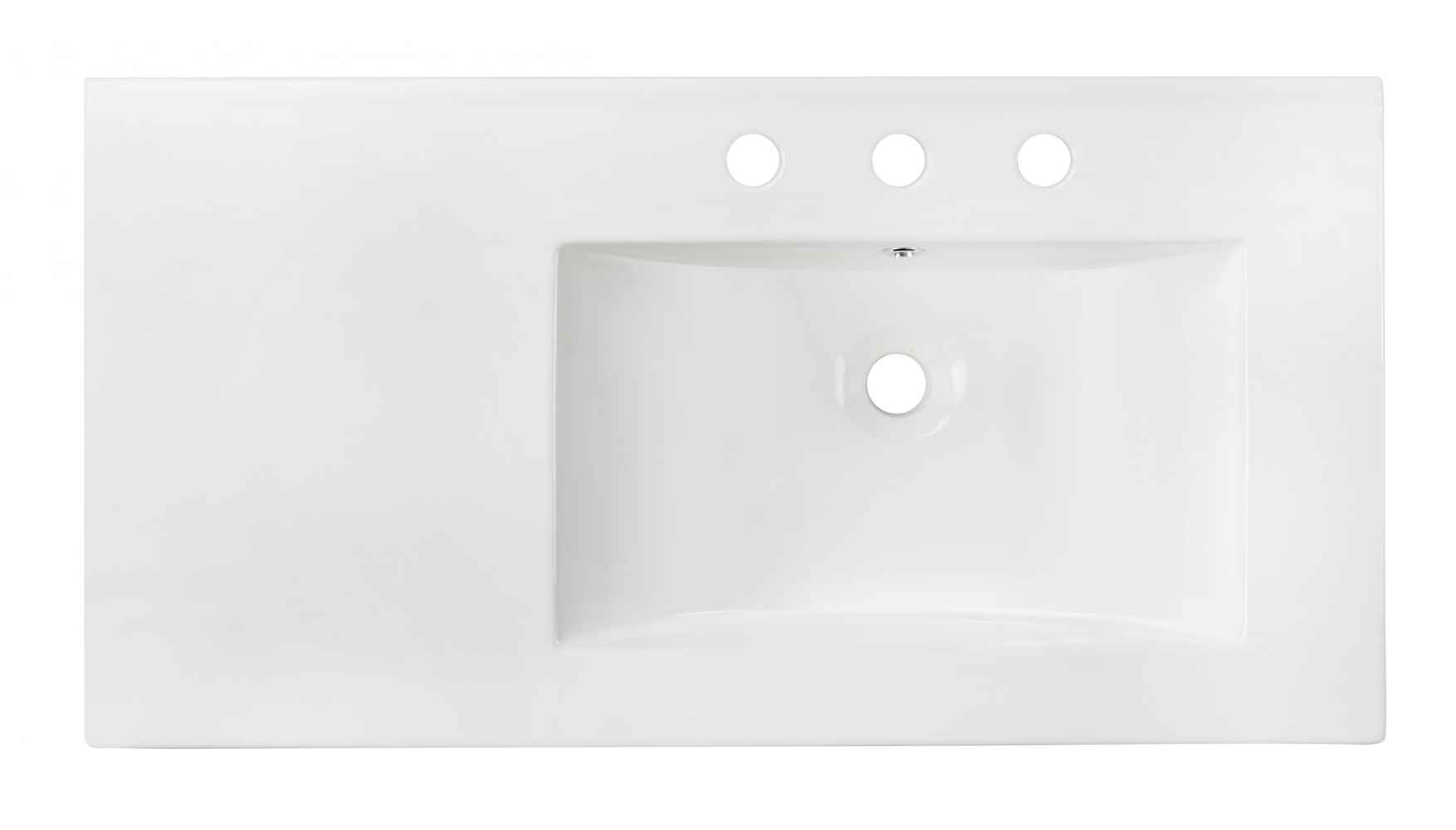 35.5-in. W 3H8-in. Ceramic Top Set In White Color - Drain Incl.