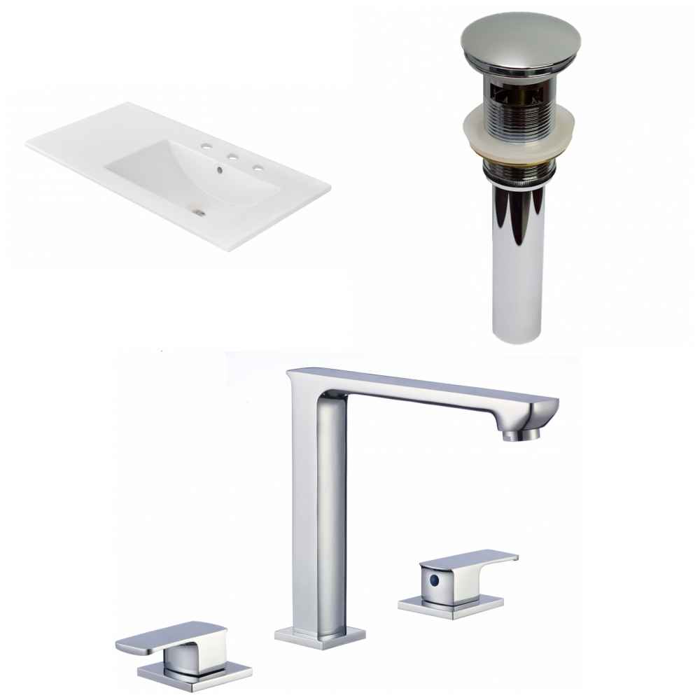 35.5-in. W 3H8-in. Ceramic Top Set In White Color - Overflow Drain Incl.