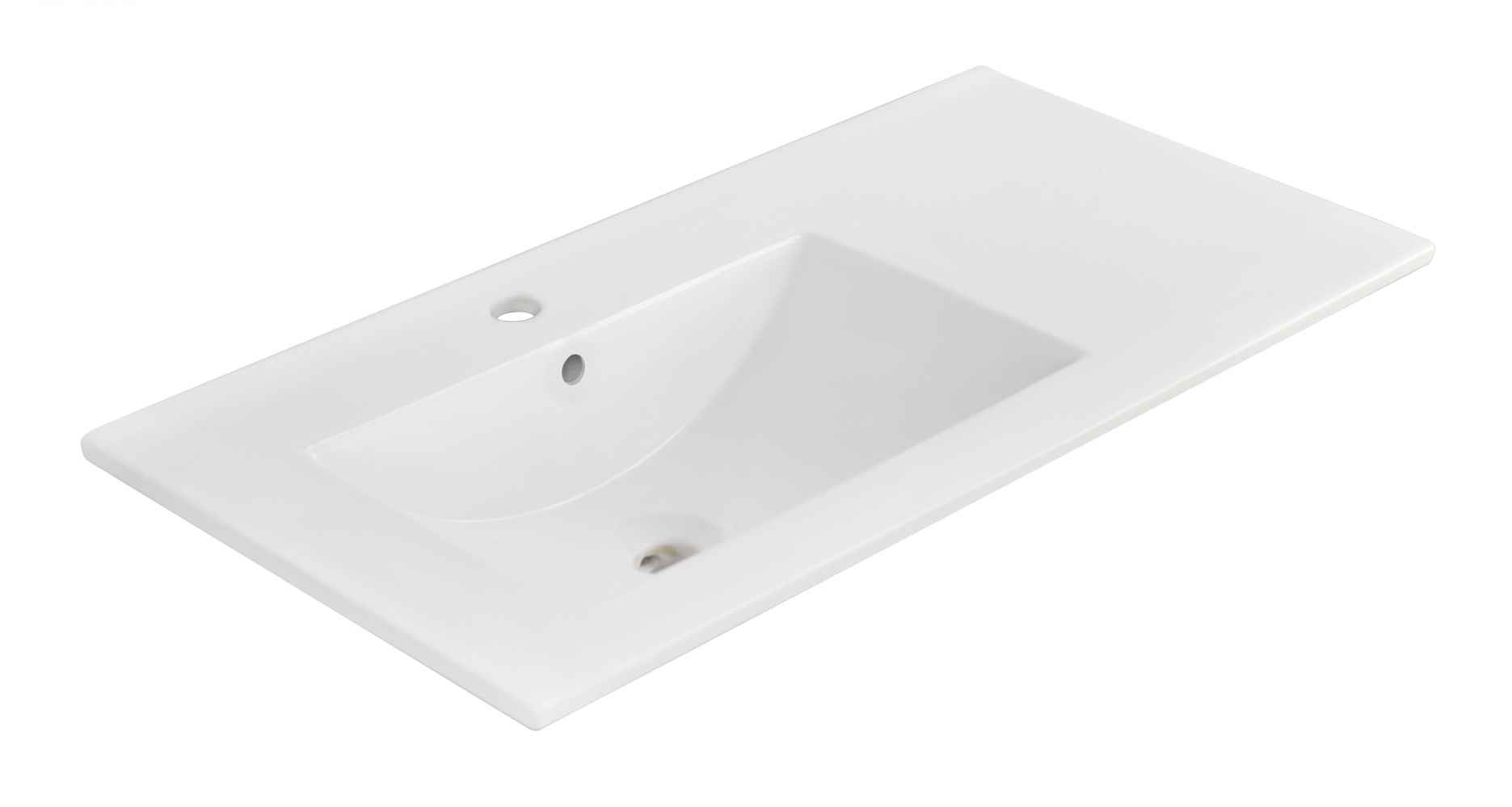 35.5-in. W 1 Hole Ceramic Top Set In White Color - Drain Incl.
