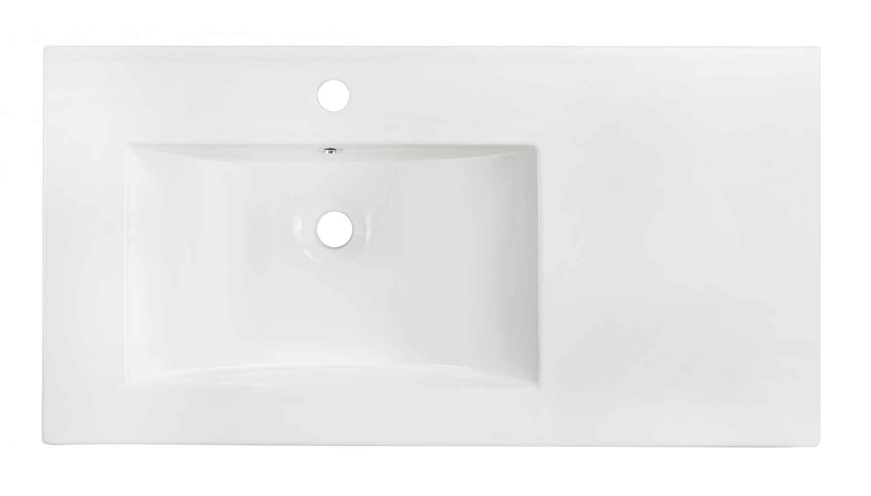 35.5-in. W 1 Hole Ceramic Top Set In White Color - Drain Incl.