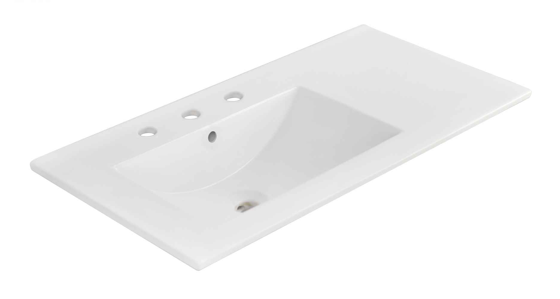 35.5-in. W 3H8-in. Ceramic Top Set In White Color - Drain Incl.