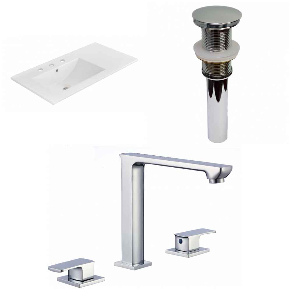 35.5-in. W 3H8-in. Ceramic Top Set In White Color - Drain Incl.