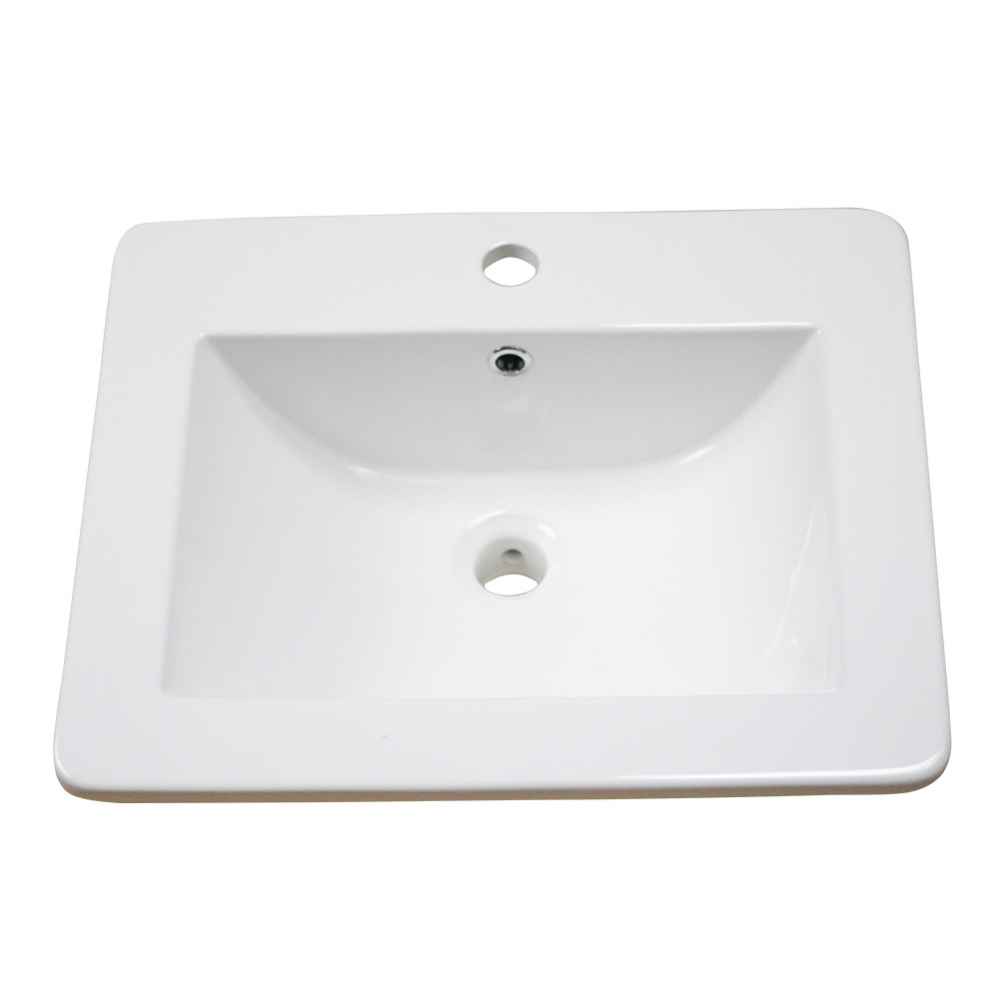 21-in. W 1 Hole Ceramic Top Set In White Color - Drain Incl.