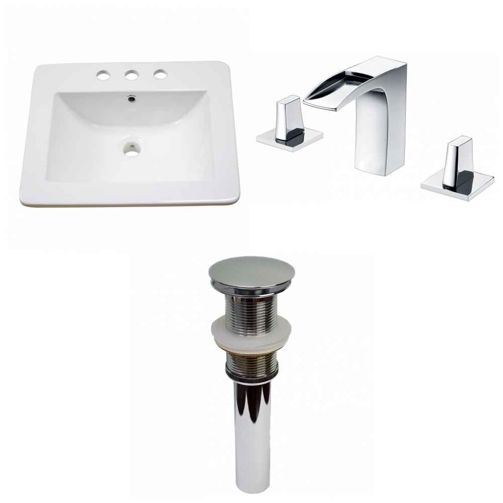 21-in. W 3H8-in. Ceramic Top Set In White Color - Drain Incl.