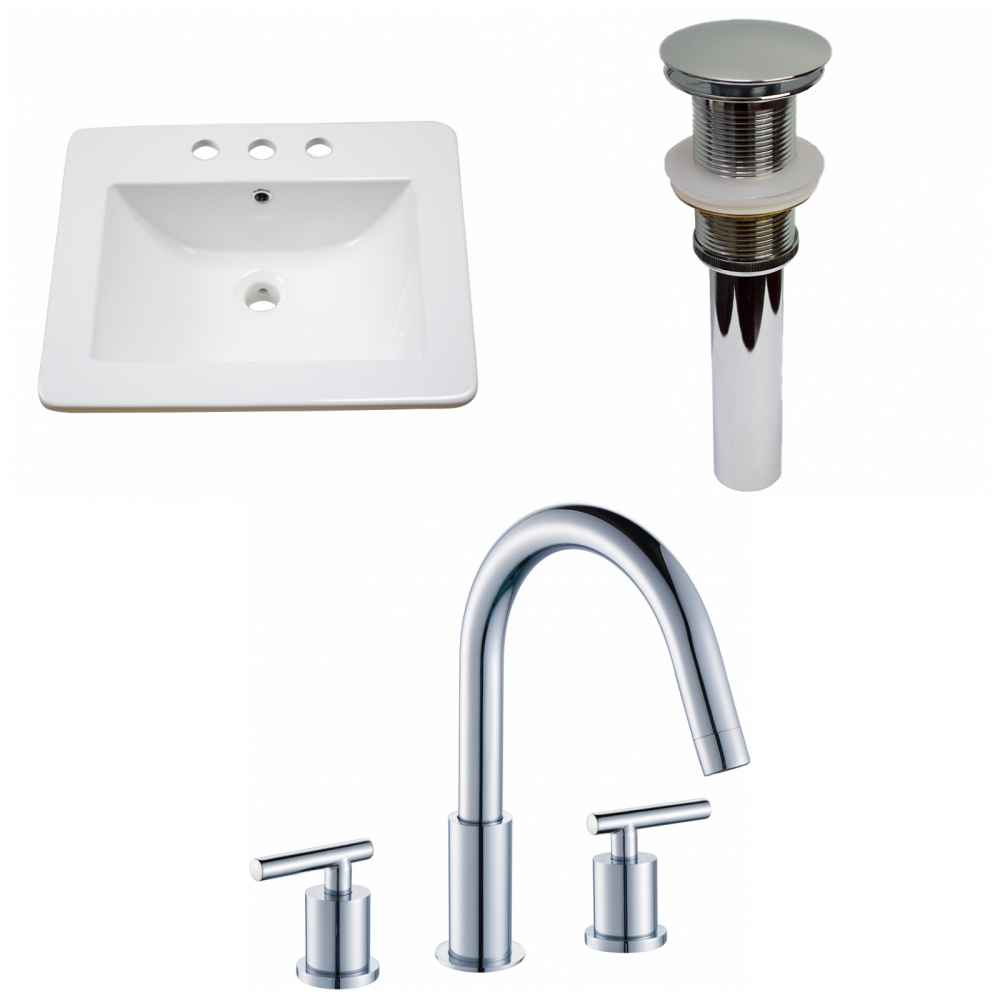 21-in. W 3H8-in. Ceramic Top Set In White Color - Drain Incl.