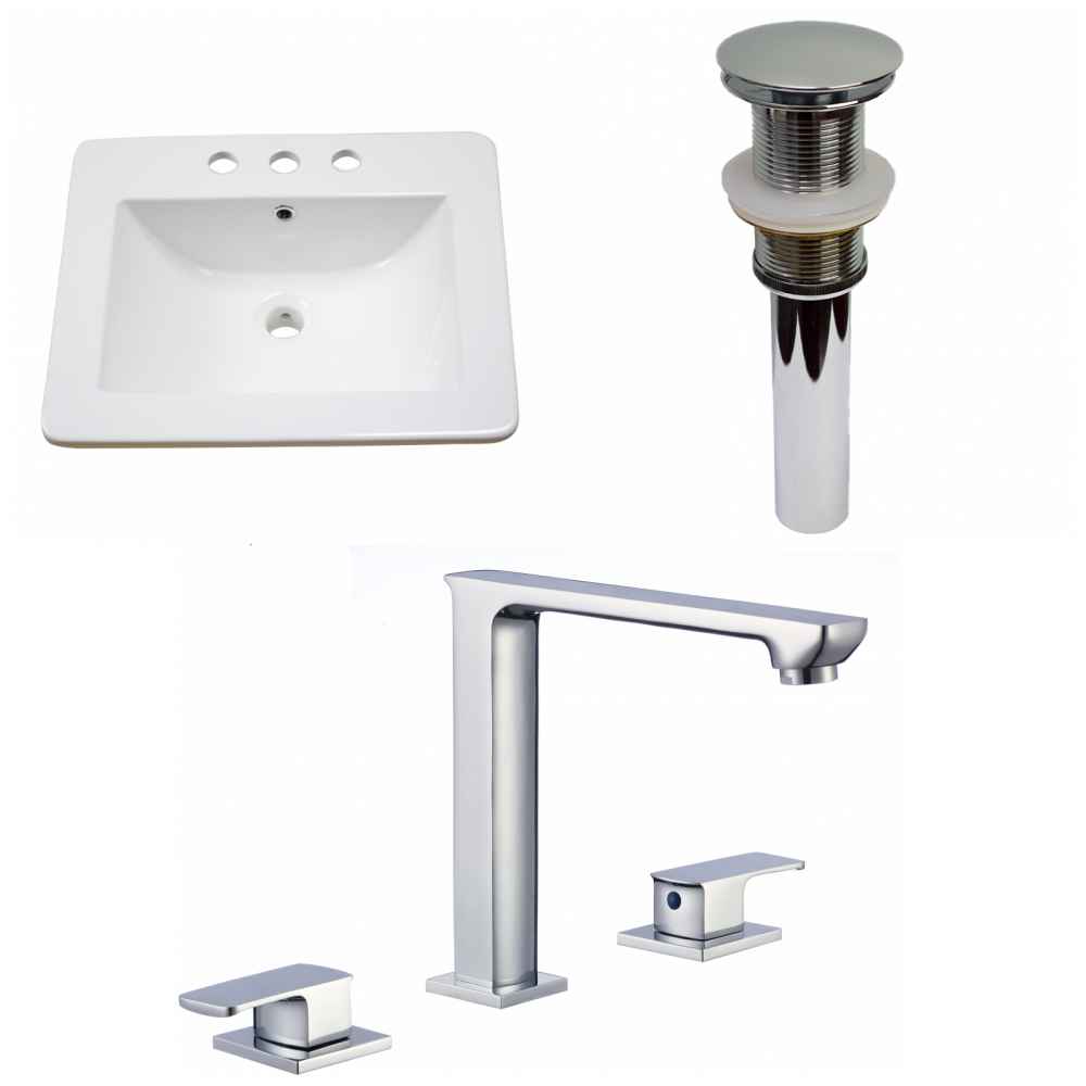 21-in. W 3H8-in. Ceramic Top Set In White Color - Drain Incl.