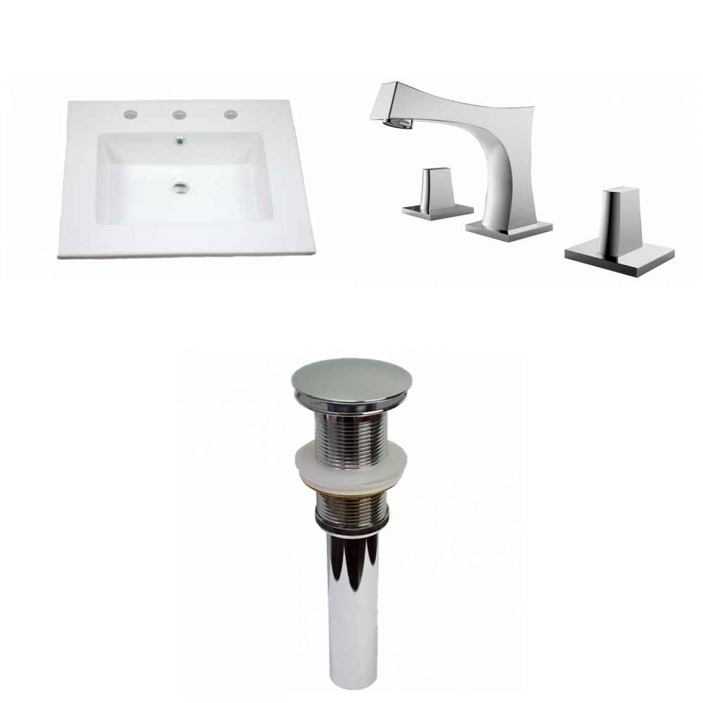 25-in. W 3H8-in. Ceramic Top Set In White Color - Drain Incl.