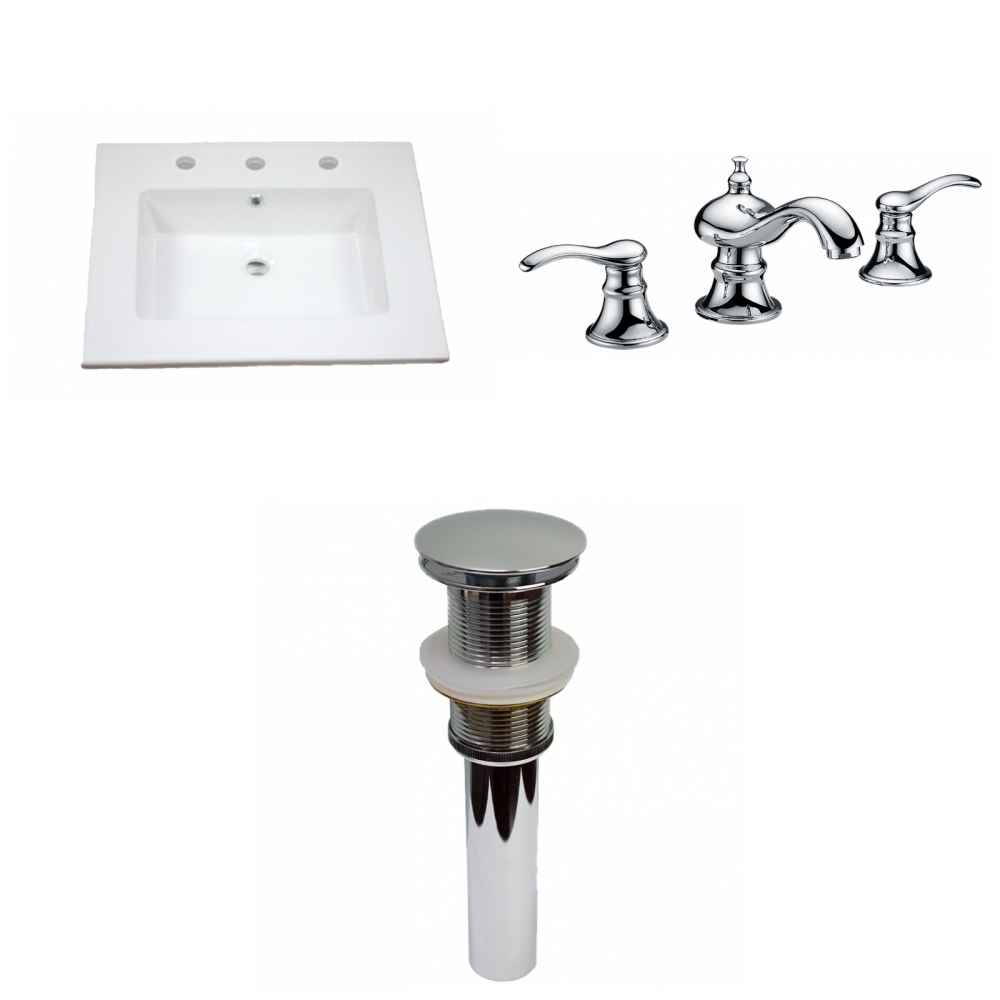 25-in. W 3H8-in. Ceramic Top Set In White Color - Drain Incl.