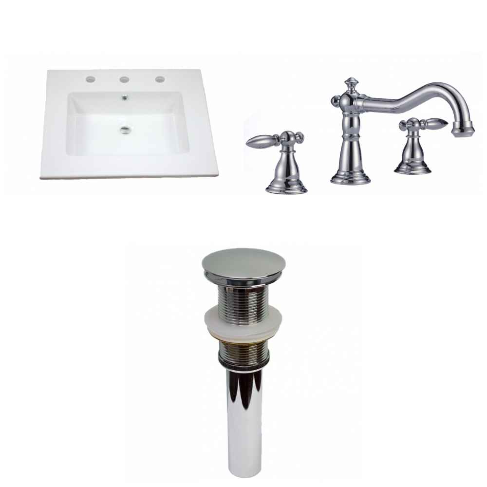 25-in. W 3H8-in. Ceramic Top Set In White Color - Drain Incl.
