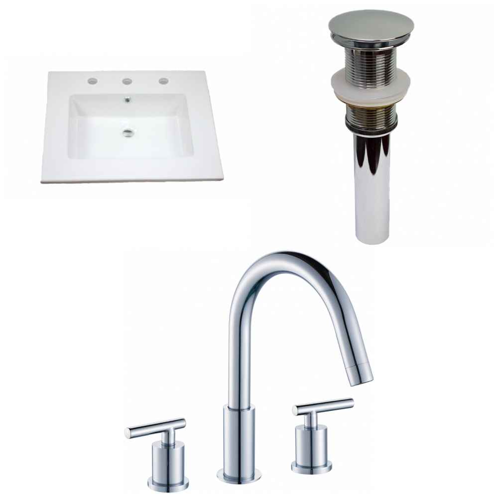 25-in. W 3H8-in. Ceramic Top Set In White Color - Drain Incl.