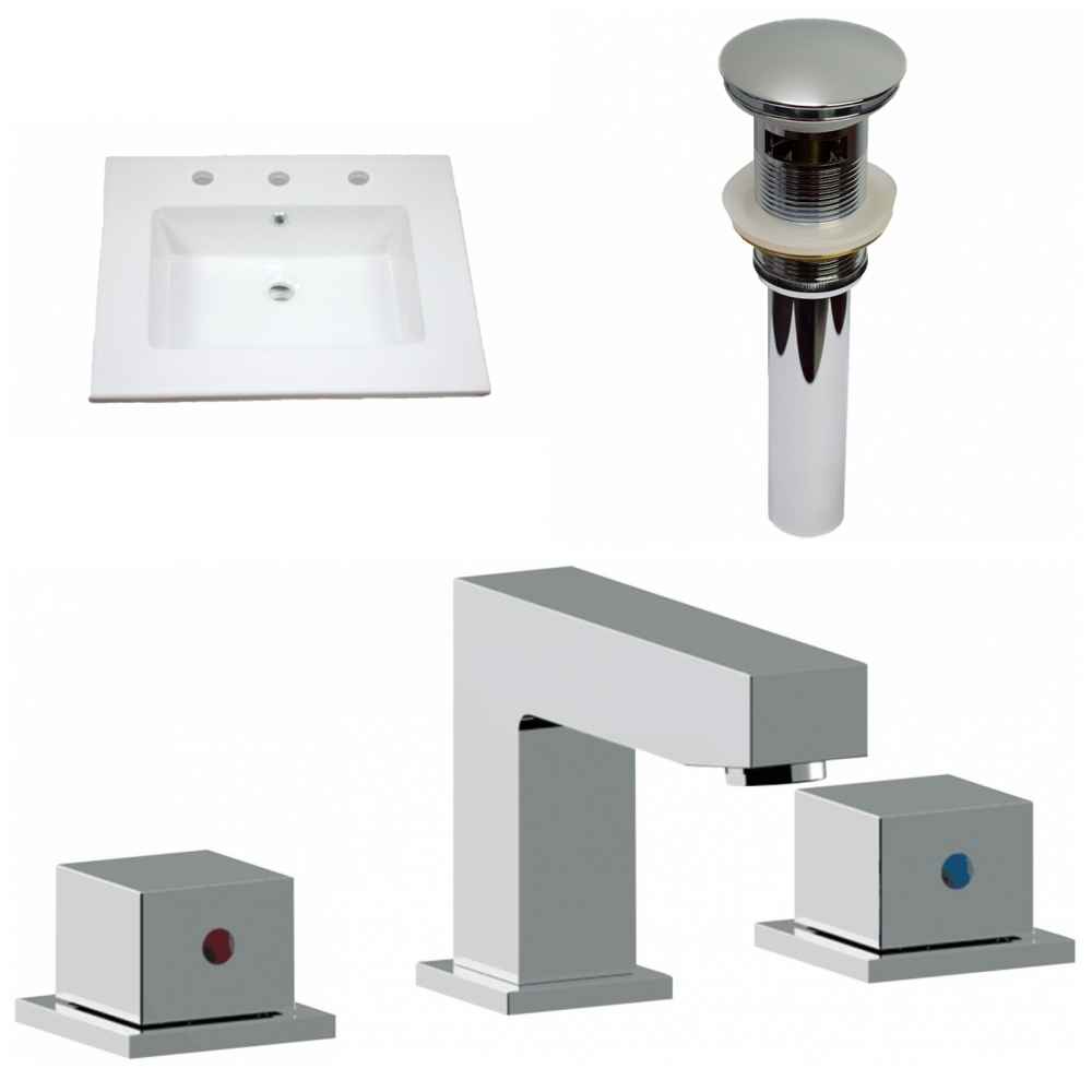 25-in. W 3H8-in. Ceramic Top Set In White Color - Overflow Drain Incl.