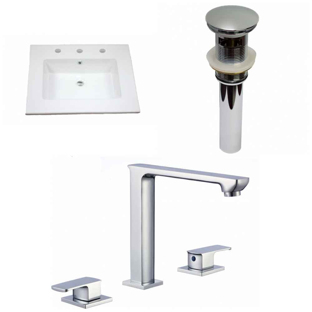 25-in. W 3H8-in. Ceramic Top Set In White Color - Overflow Drain Incl.