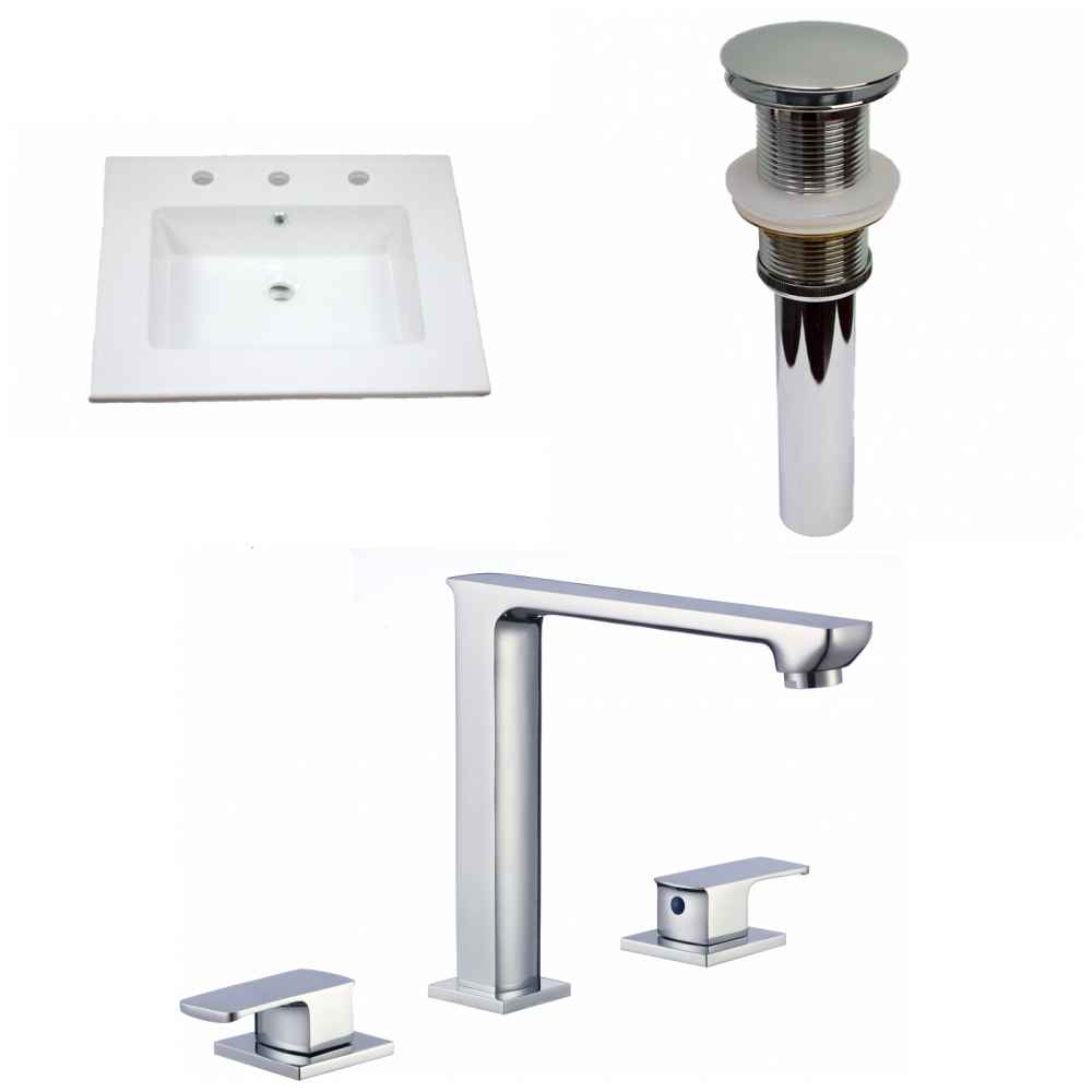 25-in. W 3H8-in. Ceramic Top Set In White Color - Drain Incl.