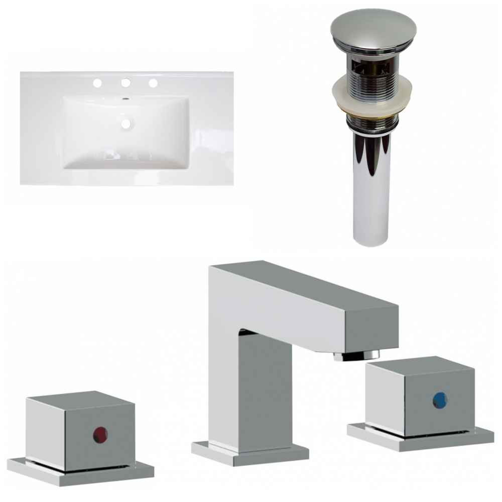 36.75-in. W 3H8-in. Ceramic Top Set In White Color - Overflow Drain Incl.