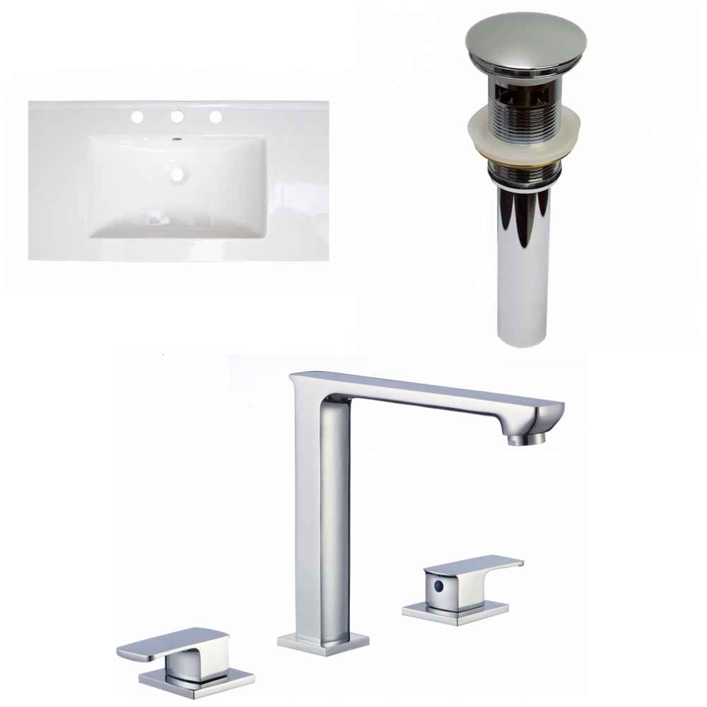 36.75-in. W 3H8-in. Ceramic Top Set In White Color - Overflow Drain Incl.