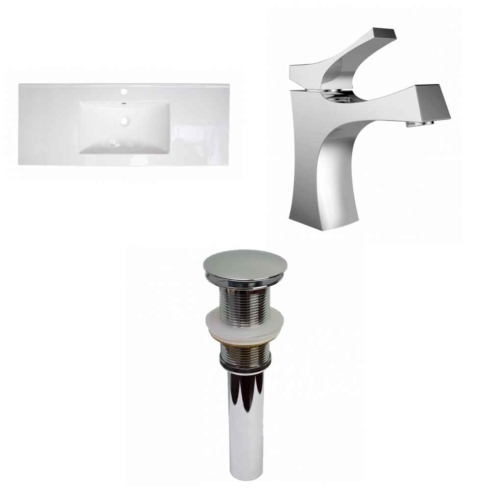 48.75-in. W 1 Hole Ceramic Top Set In White Color - Drain Incl.