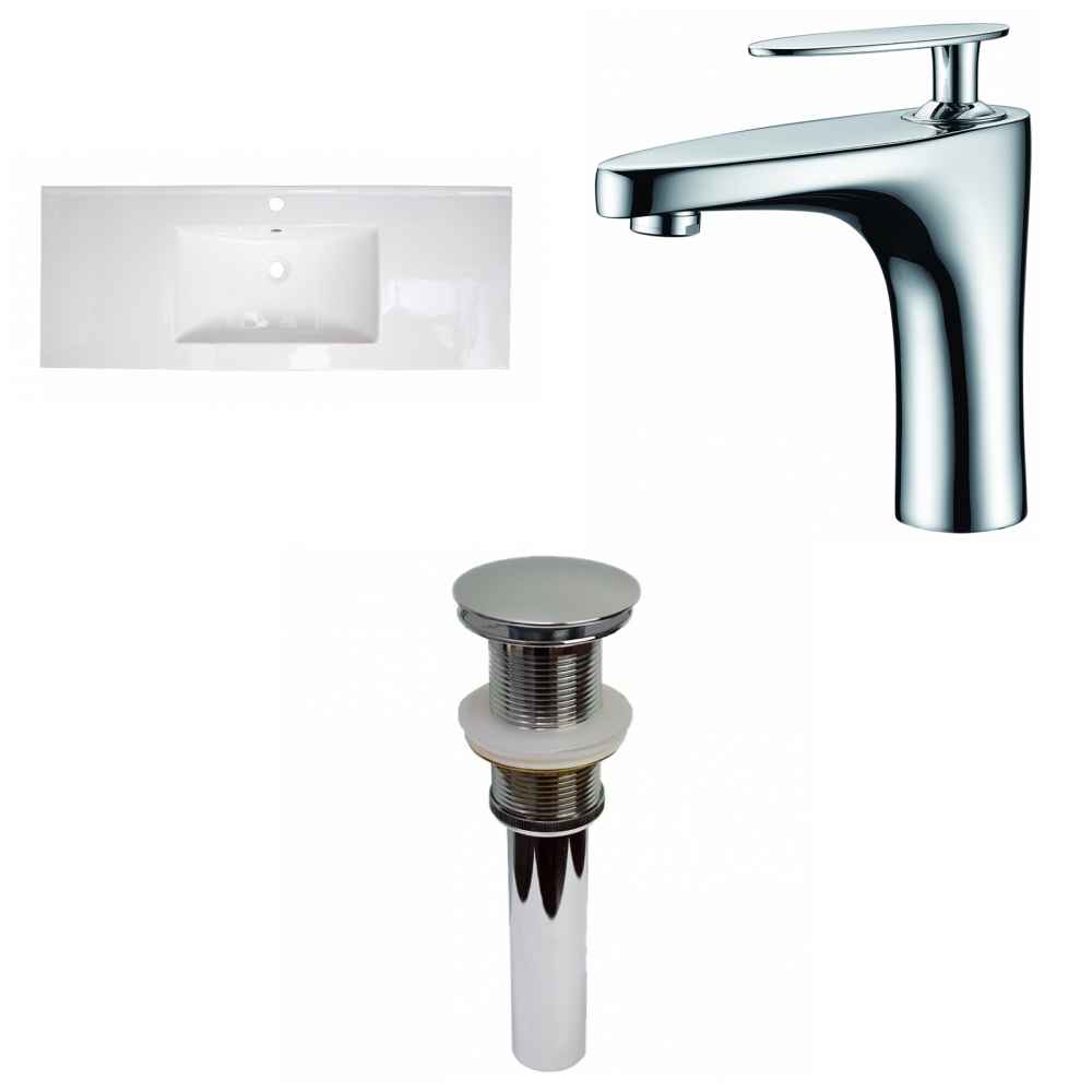 48.75-in. W 1 Hole Ceramic Top Set In White Color - Drain Incl.