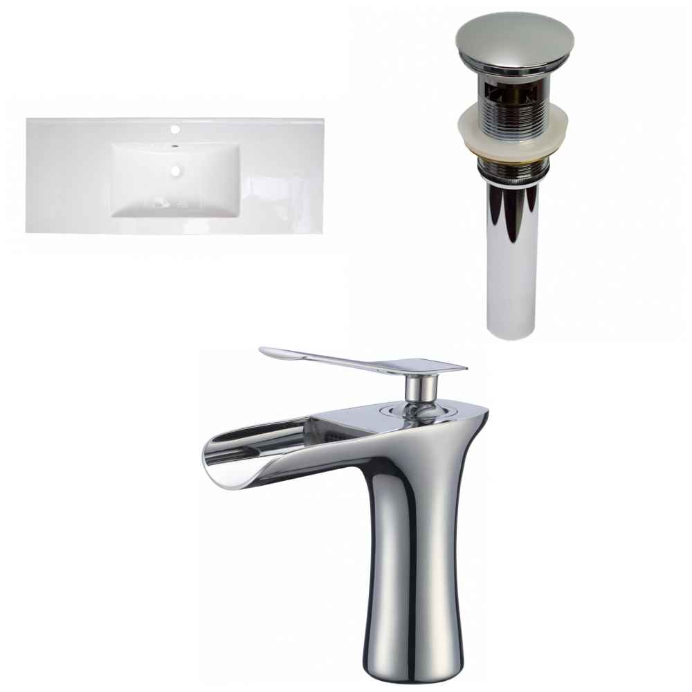 48.75-in. W 1 Hole Ceramic Top Set In White Color - Overflow Drain Incl.