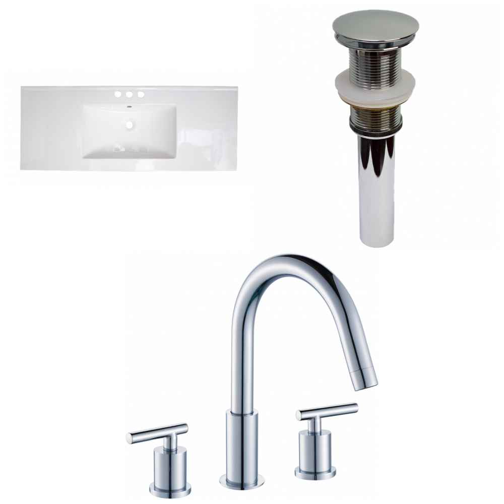 48.75-in. W 3H8-in. Ceramic Top Set In White Color - Drain Incl.