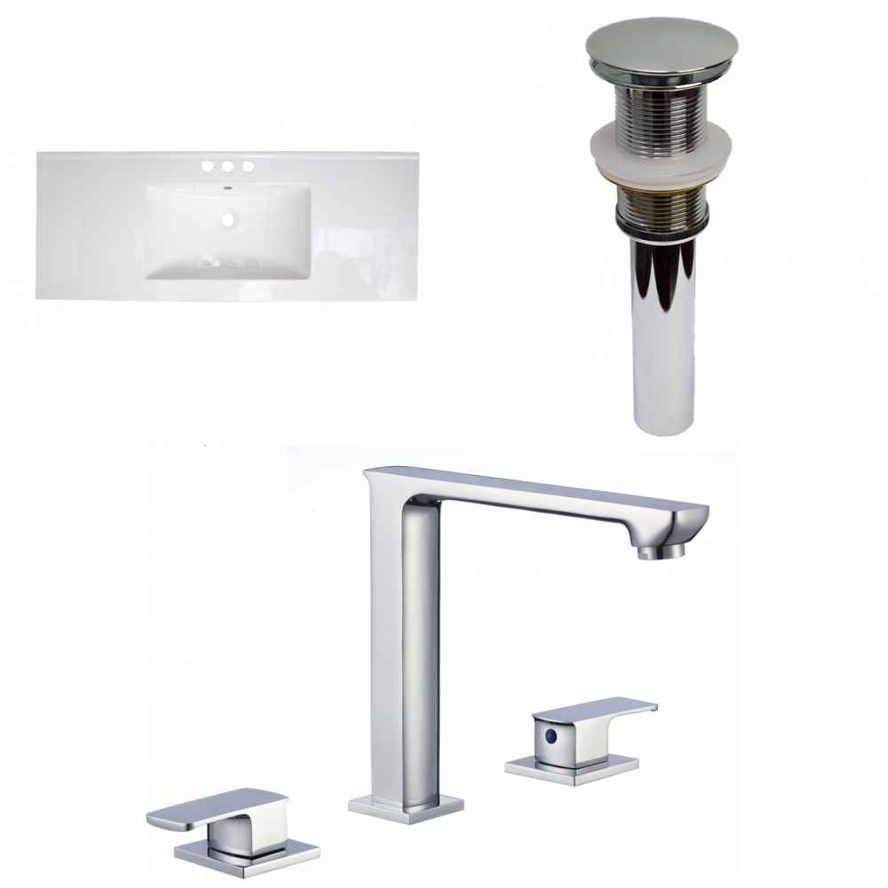 48.75-in. W 3H8-in. Ceramic Top Set In White Color - Drain Incl.