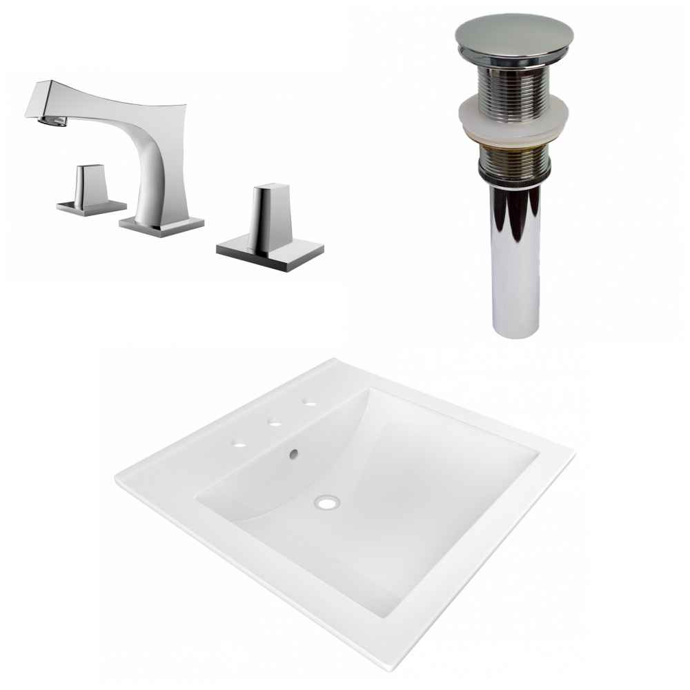 21.5-in. W 3H8-in. Ceramic Top Set In White Color - Drain Incl.