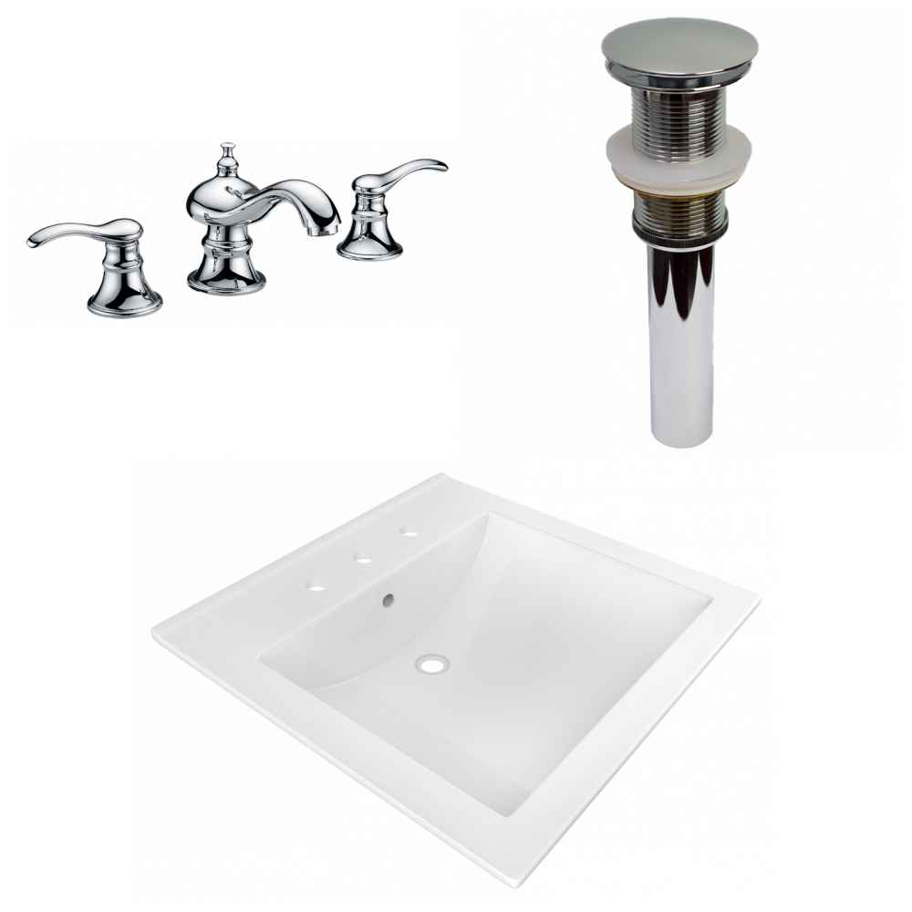 21.5-in. W 3H8-in. Ceramic Top Set In White Color - Drain Incl.