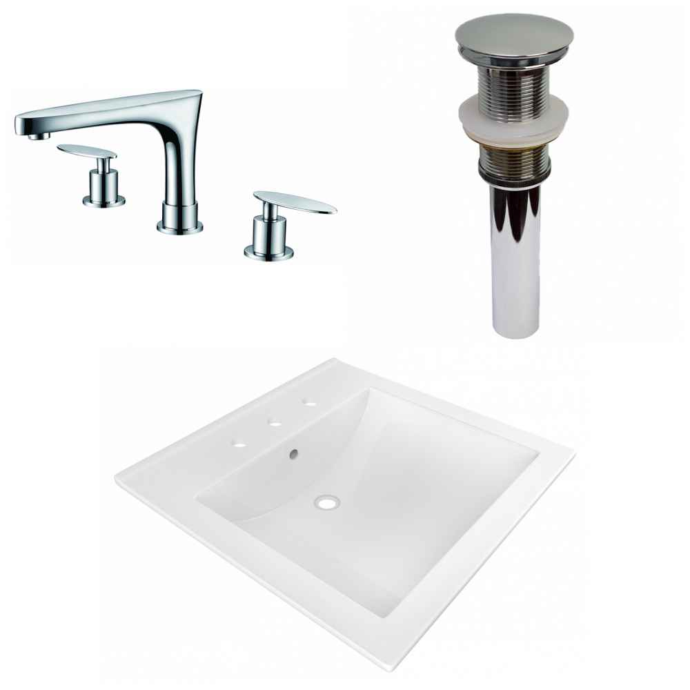 21.5-in. W 3H8-in. Ceramic Top Set In White Color - Drain Incl.