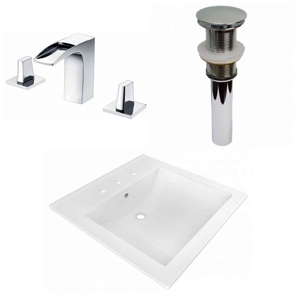 21.5-in. W 3H8-in. Ceramic Top Set In White Color - Drain Incl.