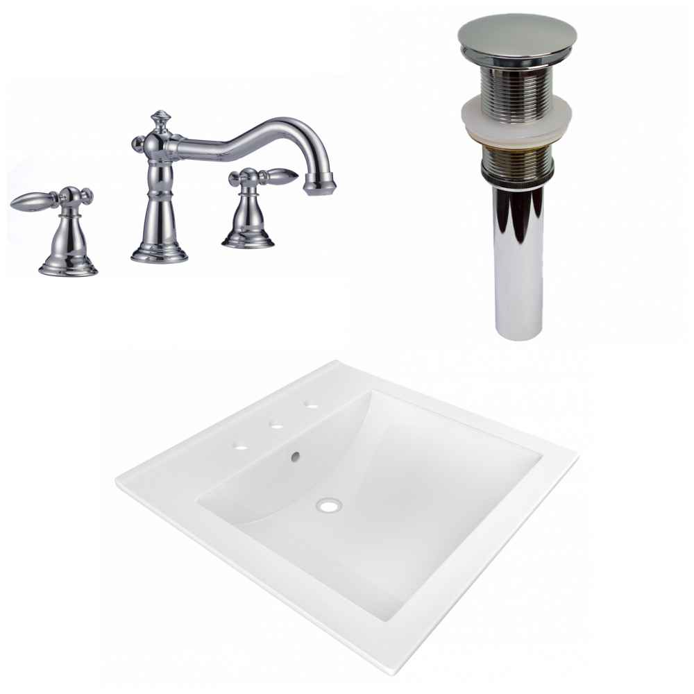 21.5-in. W 3H8-in. Ceramic Top Set In White Color - Drain Incl.