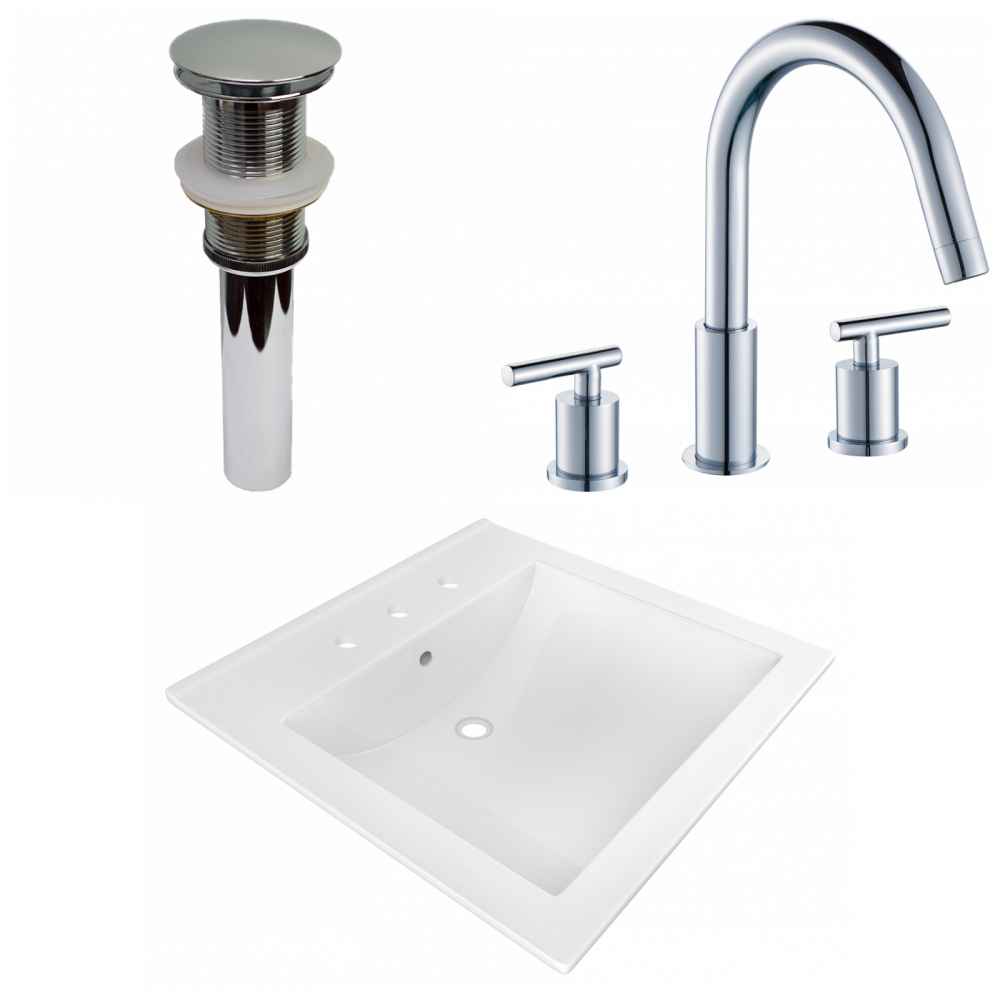 21.5-in. W 3H8-in. Ceramic Top Set In White Color - Drain Incl.